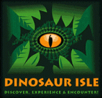 Decorative Dinosaur Isle logo Dinosaur Isle. Discover, Experience and Encounter